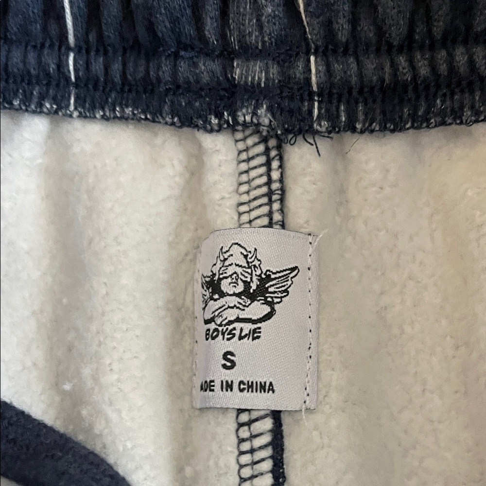 Boys Lie Dark Blue Pinstripe Pants with Embroidered Logo - Picture 4 of 5